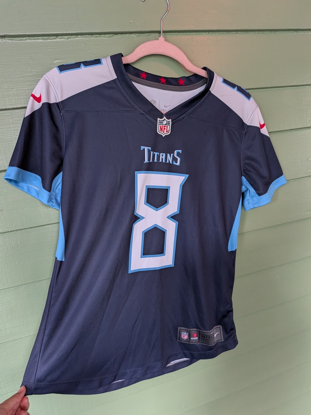 Nike Tennessee Titans Navy & Light Blue Football Marcus Mariota Jersey Small